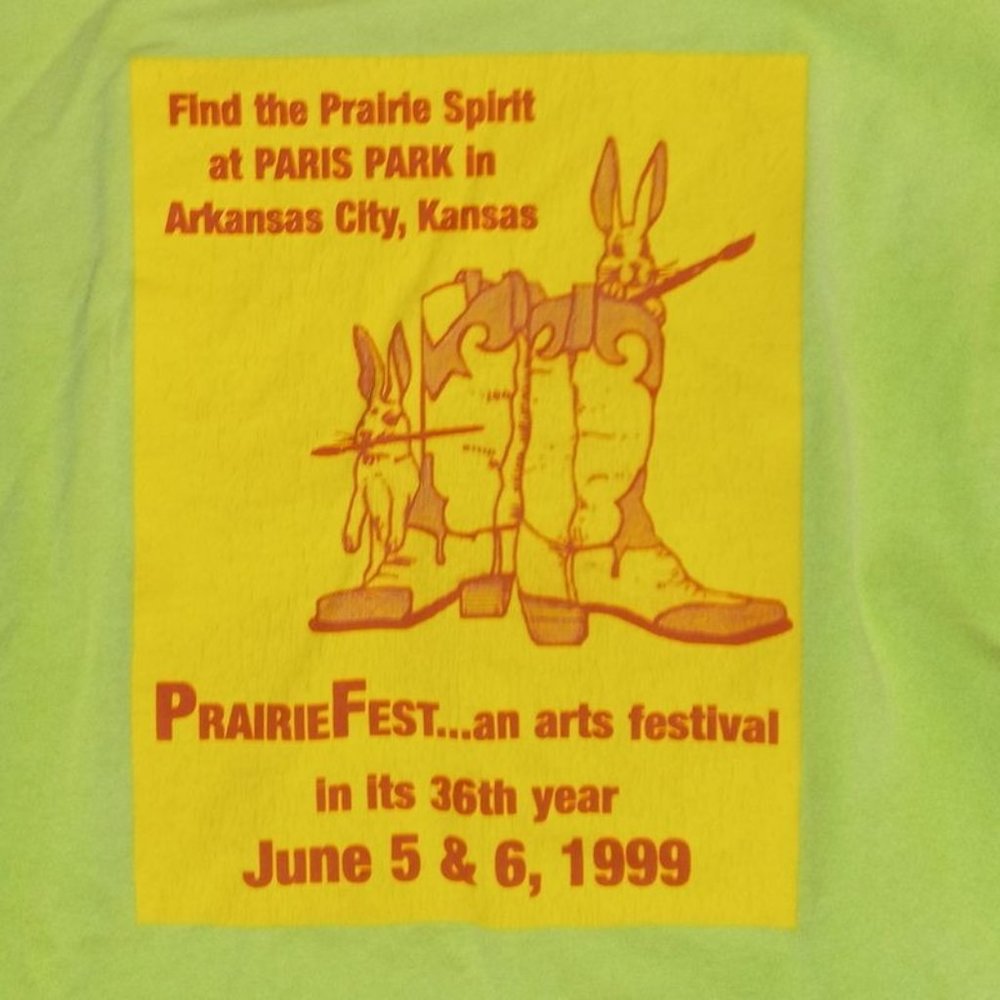 Cowboy Boots Bunny Prairie Fest Arts T Shirt Tshirt Distressed XL Painter Rabbit